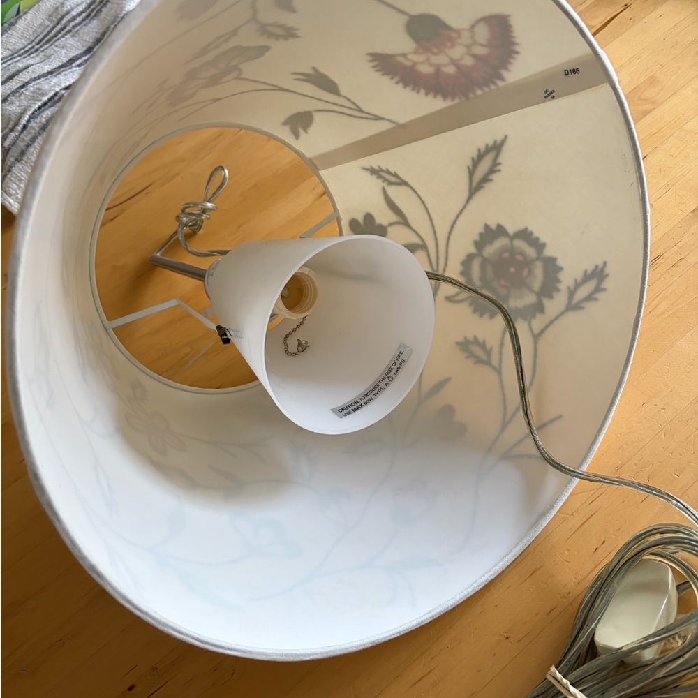 IKEA White and Gold Floral Fabric Lamp Shade - Picture 5 of 8